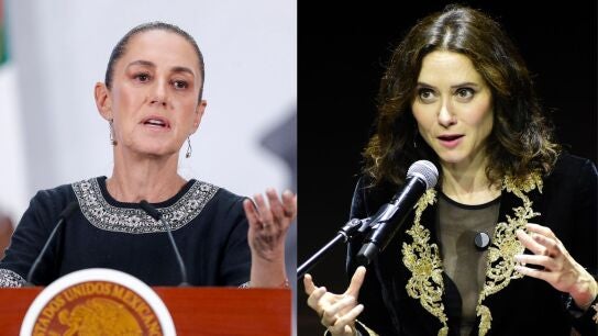 La presidenta de la Comunidad de Madrid, Isabel D&iacute;az Ayuso, y la l&iacute;der mexicana, Claudia Sheinbaum.