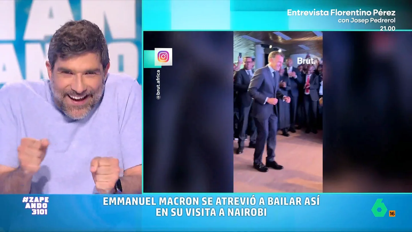 Nacho García valora el baile de Macron en Nairobi: "Así pasas de ser el presidente de Francia a mi tío Paco en una boda" El mandatario francés se ha animado a bailar la popular canción 'Jerusalema' en la cumbre 'Africa Forward' que se ha celebrado en la capital de Kenia.