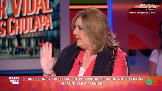 ¿Pagar a medias en una cita? Pilar Vidal desvela si eso es una 'red' o una 'green flag' La periodista se somete a uno de los test de Zapeando. En esta ocasión, el programa quiere saber qué considera una señal de advertencia cuando tiene una cita.