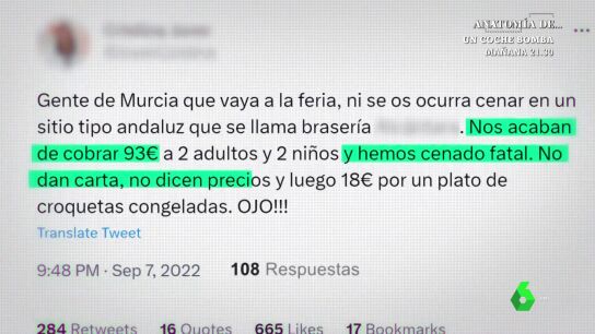 Una clavada de 93 euros por cenar en un chiringuito de feria en Murcia: "Pagamos 18 euros por unas croquetas congeladas"