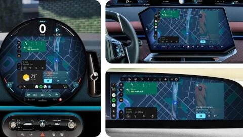 Composición de tres fotografías cedidas este 12 de mayo por Google que muestra perspectivas de la función denominada 'Live Lane Guidance' 