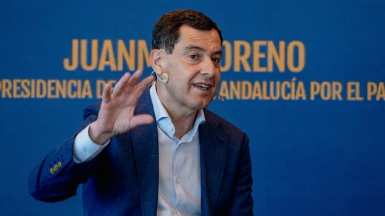 El presidente del PP de Andalucía y candidato a la reelección de la Presidencia de la Junta, Juanma Moreno, en los 'Encuentros SER Andalucía', en Sevilla. El presidente del PP de Andalucía y candidato a la reelección de la Presidencia de la Junta, Juanma Moreno, en los 'Encuentros SER Andalucía', en Sevilla.