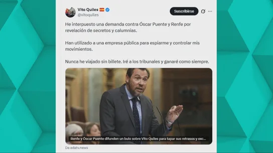 Vito Quiles interpone una demanda contra Óscar Puente y Renfe Vito Quiles interpone una demanda contra Óscar Puente y Renfe