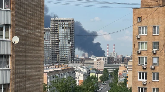 Un incendio visto en el este de Moscú, la capital rusa Un incendio visto en el este de Moscú, la capital rusa