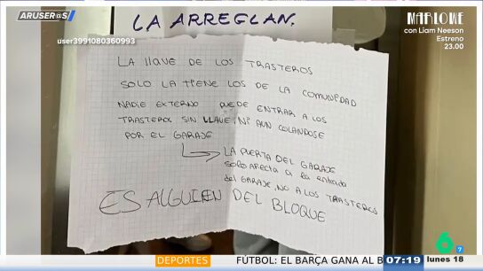 El cruce de notas en una comunidad de vecinos tras un robo en un trastero: "Es alguien del bloque"