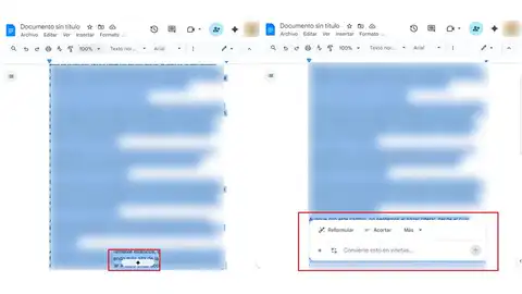 Así es el interfaz de Gemini en Word gemini-word