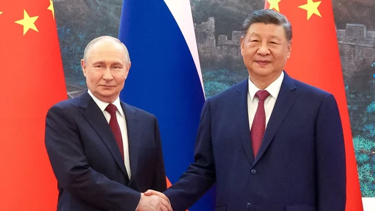 Los presidente de China, Xi Jinping, y de Rusia, Vladímir Putin, en Pekín Los presidente de China, Xi Jinping, y de Rusia, Vladímir Putin, en Pekín