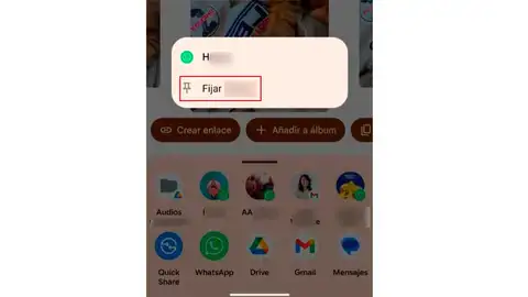 Fijando contacto en el menú compartir fijando-contacto