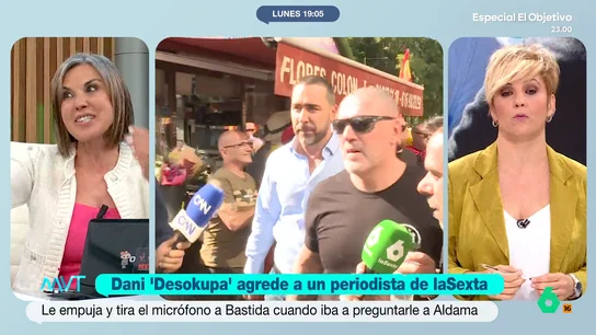 Bea de Vicente: "En cuanto Dani Desokupa ve a Bastida se le iluminan los ojitos, porque puede hacer su papel de chulo" Bea de Vicente opina sobre el ataque del líder de Desokupa, Daniel Esteve, a Javier Bastida. Asegura que al agitador "le encanta" que aparezca el reportero de laSexta para cumplir "el protocolo de tipo duro".