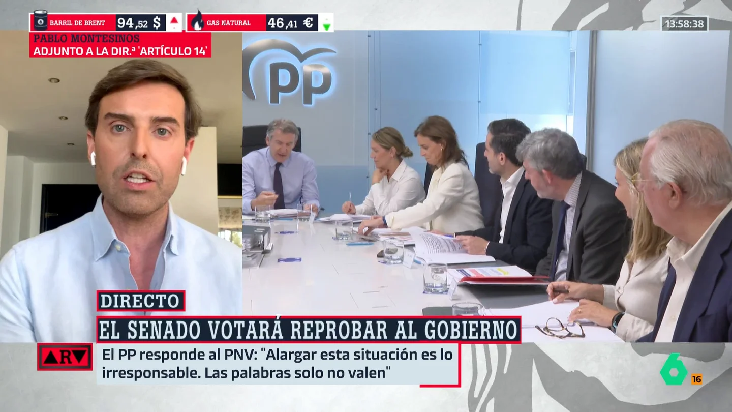 Montesinos, sobre la reacción del PP ante la imputación Zapatero: "No va a dar pasos en falso ni a tomar medidas que puedan darle cierto oxígeno a Sánchez" Montesinos, sobre la reacción del PP ante la imputación Zapatero: "No va a dar pasos en falso ni a tomar medidas que puedan darle cierto oxígeno a Sánchez"