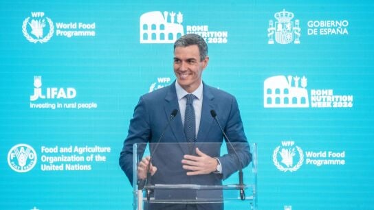 El presidente del Gobierno, Pedro S&aacute;nchez, este martes en un evento de FAO en Roma.