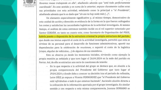 El juez se&ntilde;ala las entra&ntilde;as de Ferraz: Santos Cerd&aacute;n habr&iacute;a puesto el PSOE a disposici&oacute;n de la trama "criminal"