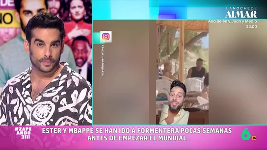 Juan Sanguino analiza la última escapada de Mbappé y Ester Expósito Juan Sanguino comenta los detalles de la escapada de Kylian Mbappé y Ester Expósito a Formentera, donde han comido arroz negro, han disfrutado en un yate y, a pesar de todo, se ha visto bostezar a la actriz.