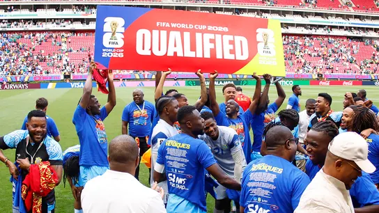 Jugadores de la selección de la República Democrática del Congo celebran su clasificación al Mundial Jugadores de la selección de la República Democrática del Congo celebran su clasificación al Mundial