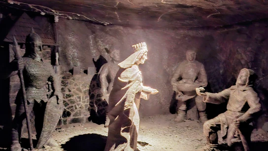 Una de las esculturas de las minas de sal de Wieliczka Una de las esculturas de las minas de sal de Wieliczka