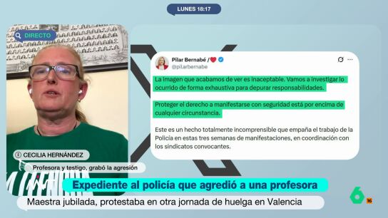 La manifestante se&ntilde;ala que la mujer que recibi&oacute; el empuj&oacute;n se estaba alejando de la zona en la que pod&iacute;a haber problemas. Adem&aacute;s, no les dijo nada a los polic&iacute;as. 