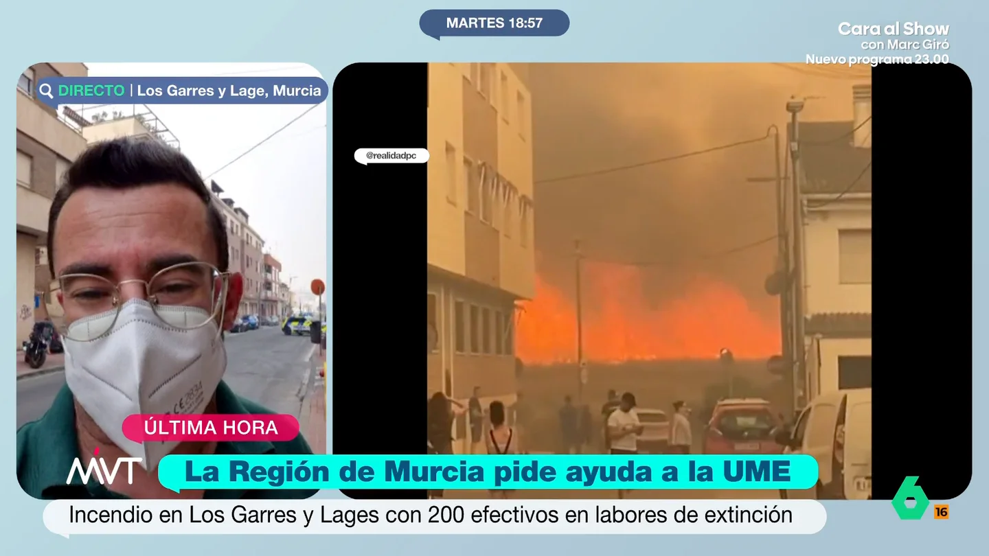 Juan José, vecino de Los Garres y Lages, sobre el incendio: "El viento lo ha cambiado todo y ha hecho que esto se convierta en un infierno" Juan José Garre, dueño de una floristería en Los Garres y Lages, habla de la situación crítica que afronta el pueblo por el incendio y habla de "falta de mantenimiento y limpieza del monte a pesar de las denuncias".