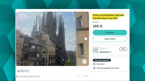 Anuncio del alquiler de un balc&oacute;n en Barcelona para ver al papa Le&oacute;n XIV