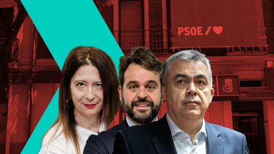 Leire Díez, el diputado Juanfran Serrano y Santos Cerdán Leire Díez, el diputado Juanfran Serrano y Santos Cerdán