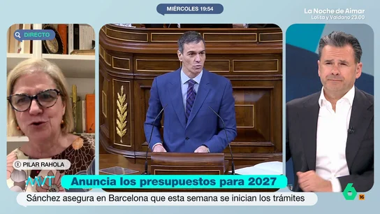 Pilar Rahola no cree que Sánchez pueda aprobar los presupuestos en 2027: "No hay ninguna posibilidad" La analista política analiza las últimas palabras del presidente del Gobierno, que ha asegurado que esta semana iniciará los trámites para intentar que se aprueben los presupuestos.