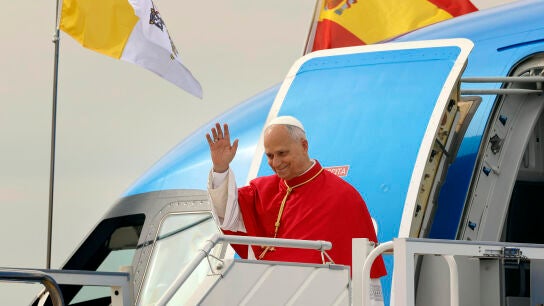El papa Le&oacute;n XIV, a su llegada a Espa&ntilde;a