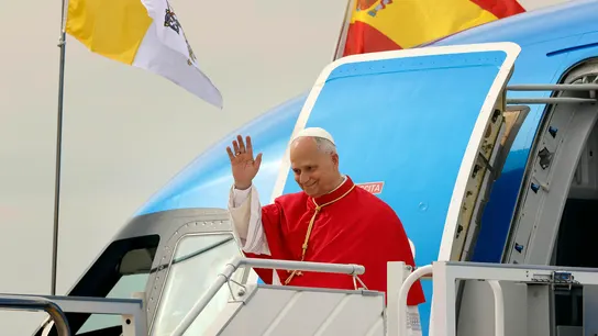 El papa León XIV, a su llegada a España El papa León XIV, a su llegada a España
