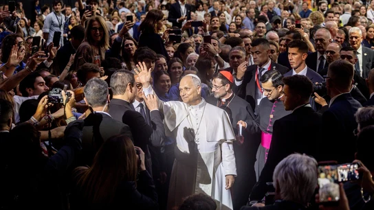 El papa saluda en el Movistar Arena. El papa saluda en el Movistar Arena.