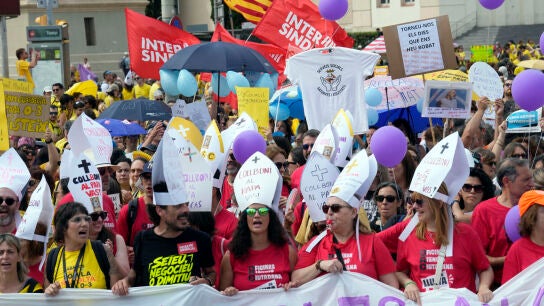 Manifestaci&oacute;n de profesores en Barcelona.