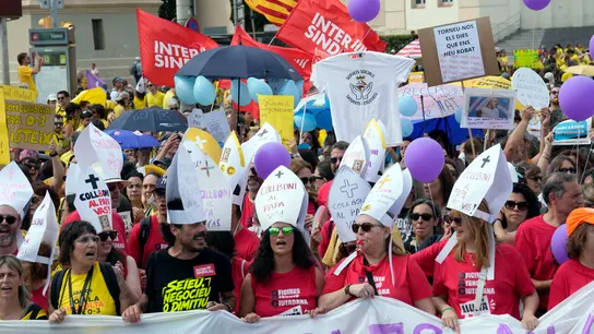 Manifestación de profesores en Barcelona. Manifestación de profesores en Barcelona.