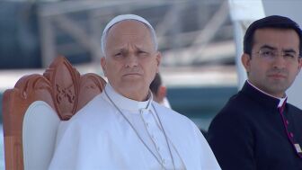 El papa Le&oacute;n XIV en el muelle de Arguinegu&iacute;n
