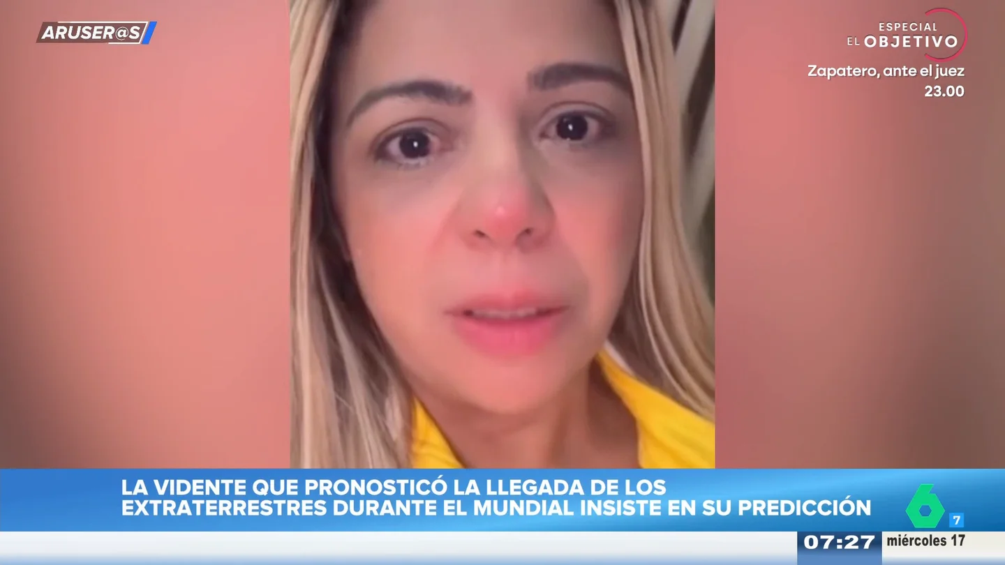 La vidente que pronosticó la llegada de los extraterrestres durante el Mundial da más datos sobre la abducción de Vinícius y Neymar La vidente que pronosticó la llegada de los extraterrestres durante el Mundial da más datos sobre la abducción de Vinícius y Neymar
