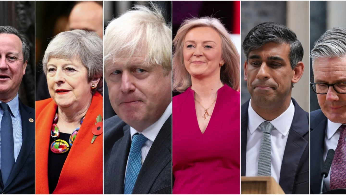 David Cameron, Theresa May, Boris Johnson, Liz Truss, Rishi Sunak y Keir Starmer David Cameron, Theresa May, Boris Johnson, Liz Truss, Rishi Sunak y Keir Starmer