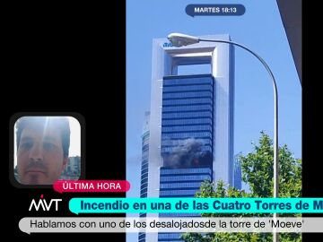 Habla uno de los desalojados por el incendio de una de las Cuatro Torres de Madrid: "Ha sido un susto, pero estamos preparados y sabemos qu&eacute; hacer"