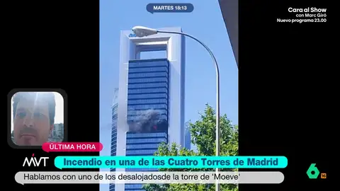 Habla uno de los desalojados por el incendio de una de las Cuatro Torres de Madrid: "Ha sido un susto, pero estamos preparados y sabemos qué hacer" Habla uno de los desalojados por el incendio de una de las Cuatro Torres de Madrid: "Ha sido un susto, pero estamos preparados y sabemos qué hacer"