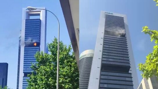 Un incendio obliga a desalojar la Torre Moeve (Cuatro Torres), el segundo rascacielos m&aacute;s alto de Madrid