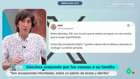 Benjamín Prado responde a Miguel Ángel Rodríguez: "Ha defendido bastante más Isabel Díaz Ayuso a su novio que Sánchez a su mujer" Más Vale Tarde debate sobre las comparaciones entre los problemas judiciales de Begoña Gómez y Alberto González Amador y tanto Benjamín Prado como Antonio Maestre coinciden en que en eso, "le sale a perder a Ayuso".