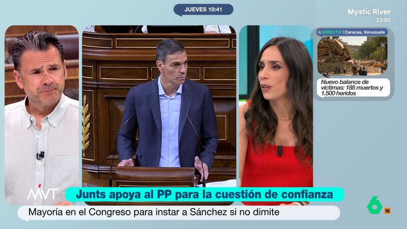"Junts tambi&eacute;n va a trolear al PP semana s&iacute;, semana no": Pilar Velasco opina sobre los apoyos para la cuesti&oacute;n de confianza