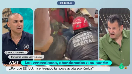 Sergio de Diego, de Bomberos Sin Fronteras, explica el periplo de los rescatistas en Venezuela: "16 horas en autobús desde la frontera con Colombia" Sergio de Diego, de Bomberos Sin Fronteras, explica el periplo de los rescatistas en Venezuela: "16 horas en autobús desde la frontera con Colombia"