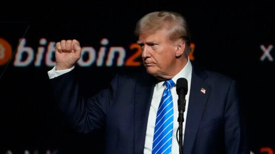 Donald Trump, durante un evento de Bitcoin en el a&ntilde;o 2024