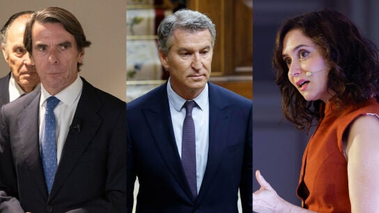 Fotomontaje. Jos&eacute; MAr&iacute;a Aznar, Alberto Nu&ntilde;ez Feij&oacute;o, Isabel D&iacute;az Ayuso.