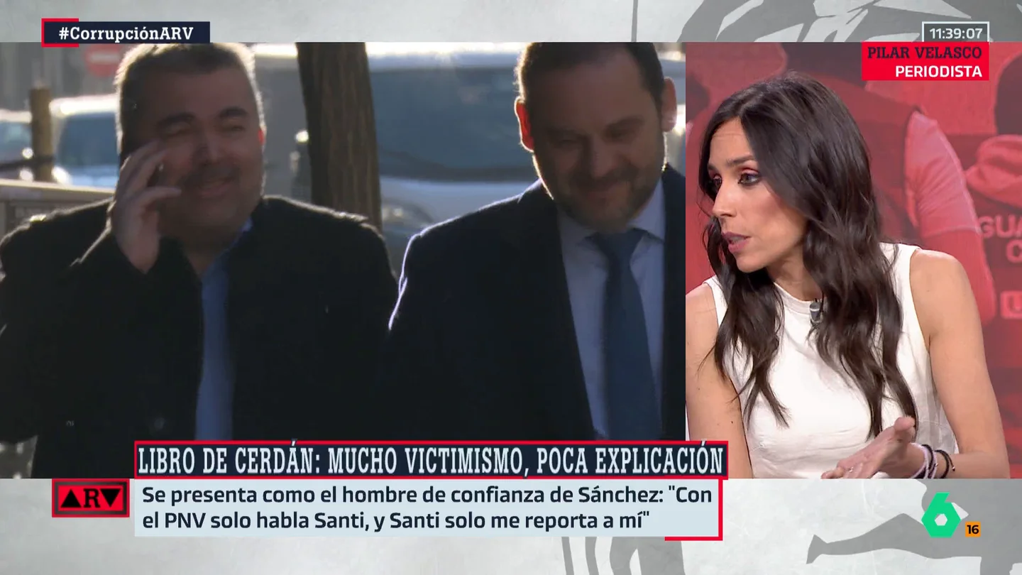 Pilar Velasco, sobre el "victimismo" de Santos Cerdán: "A él no le arruina la vida el sistema, se la arruina él mismo con Koldo y Ábalos" Pilar Velasco, sobre el "victimismo" de Santos Cerdán: "A él no le arruina la vida el sistema, se la arruina él mismo con Koldo y Ábalos"
