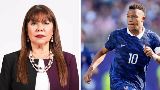 A la izq., la senadora paraguaya Celeste Amarilla; a la dcha. Kylian Mbapp&eacute;