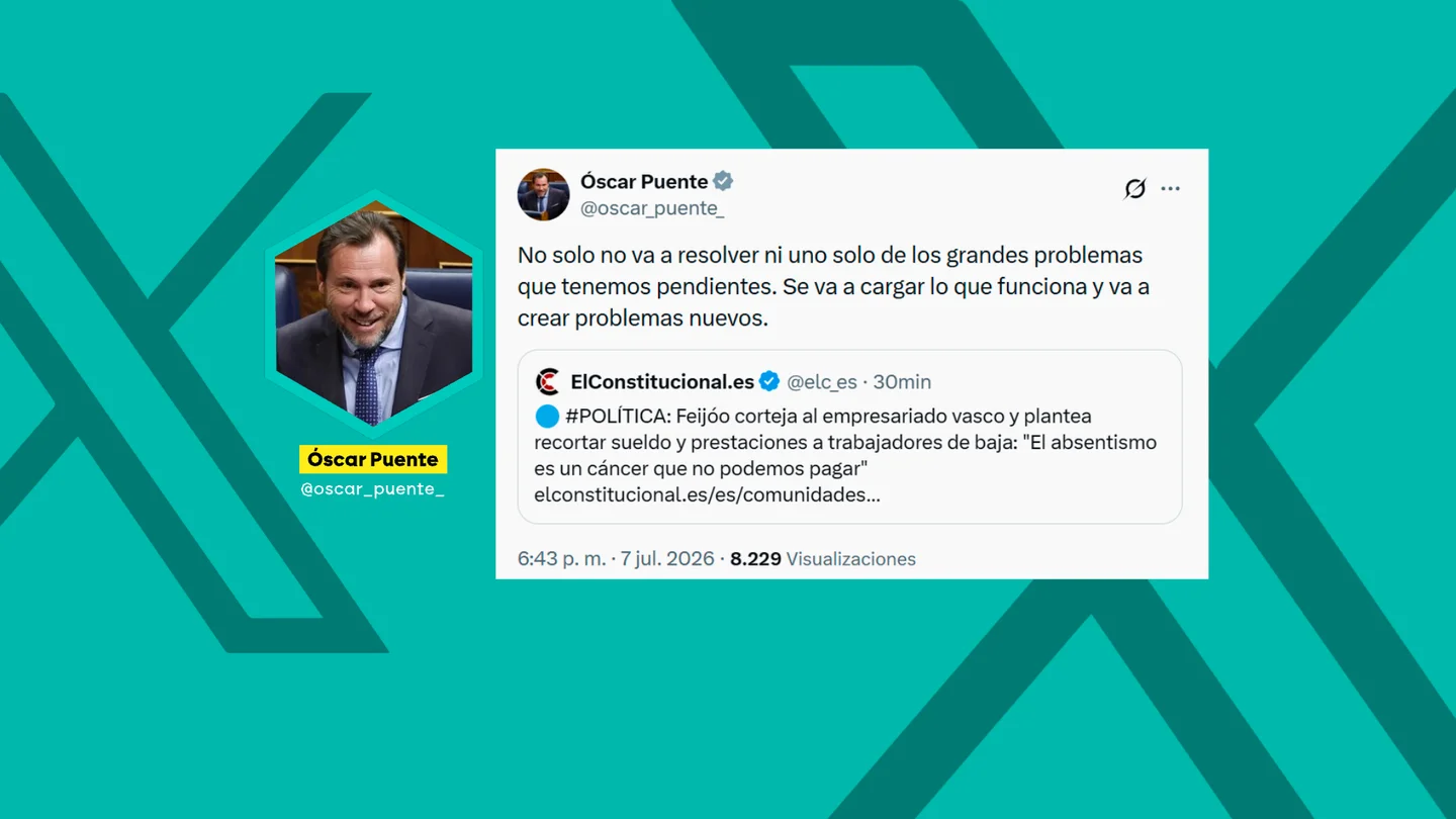 "Los derechos no se recortan. Se defienden": el Gobierno sale en tromba contra Feijóo tras criticar el sistema de bajas laborales "Los derechos no se recortan. Se defienden": el Gobierno sale en tromba contra Feijóo tras criticar el sistema de bajas laborales