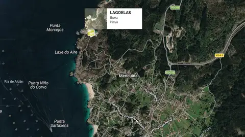 Mapa acceso a la playa de Lagoelas Mapa acceso a la playa de Lagoelas
