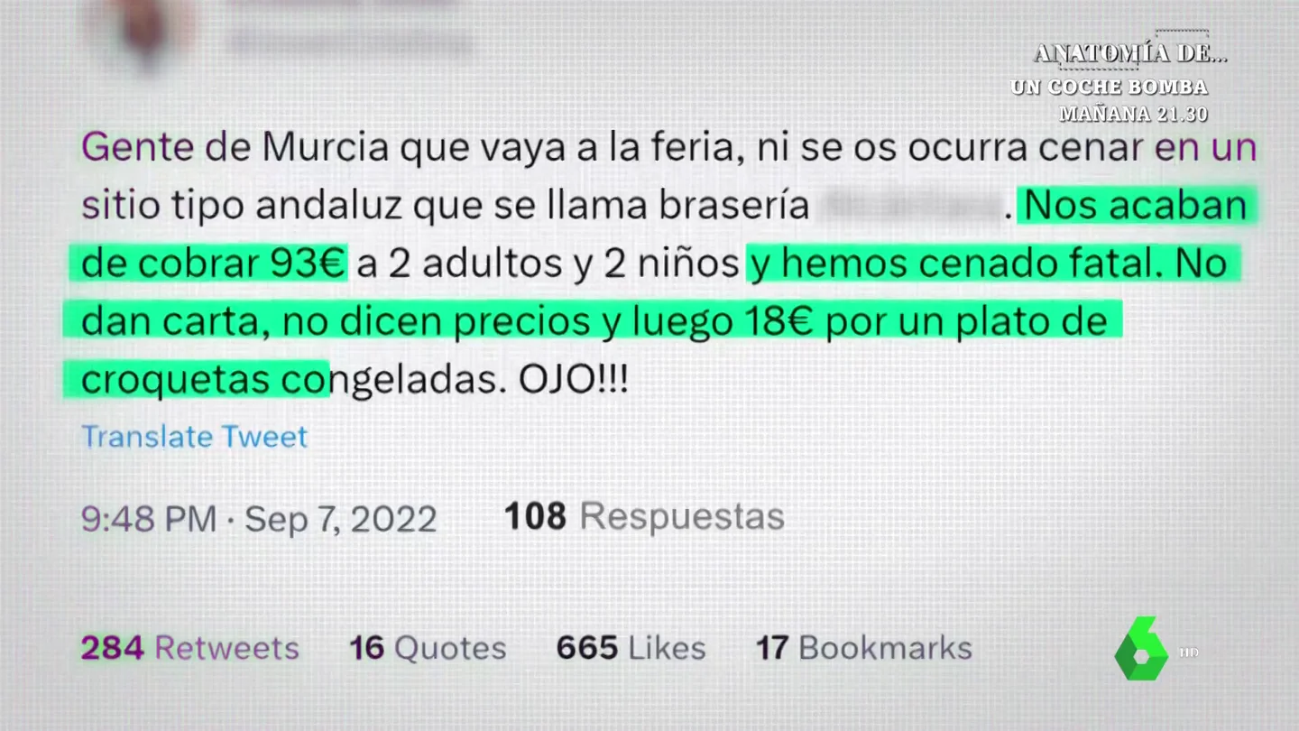 La tremenda clavada por cenar en un chiringuito de feria en Murcia: "Nos han cobrado 93 euros y hemos cenado fatal" La tremenda clavada por cenar en un chiringuito de feria en Murcia: "Nos han cobrado 93 euros y hemos cenado fatal"