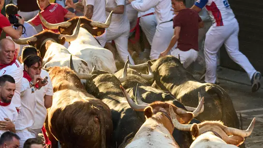 Tercer encierro de los Sanfermines de 2026, a 9 de julio de 2026, en Pamplona, Navarra (España) Tercer encierro de los Sanfermines de 2026, a 9 de julio de 2026, en Pamplona, Navarra (España)
