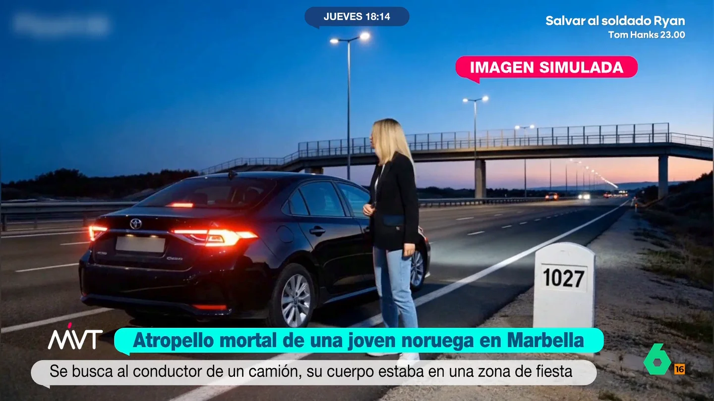 Más Vale Tarde recrea con IA el camino que podría haber hecho la joven noruega atropellada en Mijas Se cree que Nikoline, de solo 17 años, podría haber sido arrollada por un camión. La chica estaba en una discoteca en Puerto Banús y decidió tomar un VTC para ir hasta el kilómetro 1027 de la autovía A7.