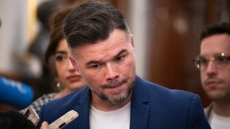 El diputado de ERC, Gabriel Rufi&aacute;n, durante la sesi&oacute;n plenaria celebrada en el Congreso