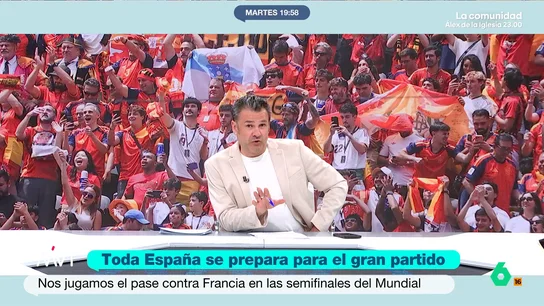 Iñaki López responde a Rufián: "Dice que hay ocho catalanes en la selección, pero los goles los están metiendo los vascos" El partido de España contra Francia de semifinales del Mundial también ha protagonizado la conversación del Congreso de los Diputados, donde todos apuestan por victoria de 'La Roja', pero cada uno barriendo para casa.