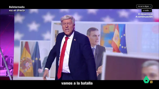 'Donald Trump' declara la 'guerra' a Pedro Sánchez al ritmo de Marta Sánchez El Intermedio recupera esta imitación de Raúl Pérez en la que se transformaba en Donald Trump para versionar 'Soldados del amor' de Marta Sánchez y amenazaba a Pedro Sánchez por prohibirle el uso de las bases de Rota y Morón.